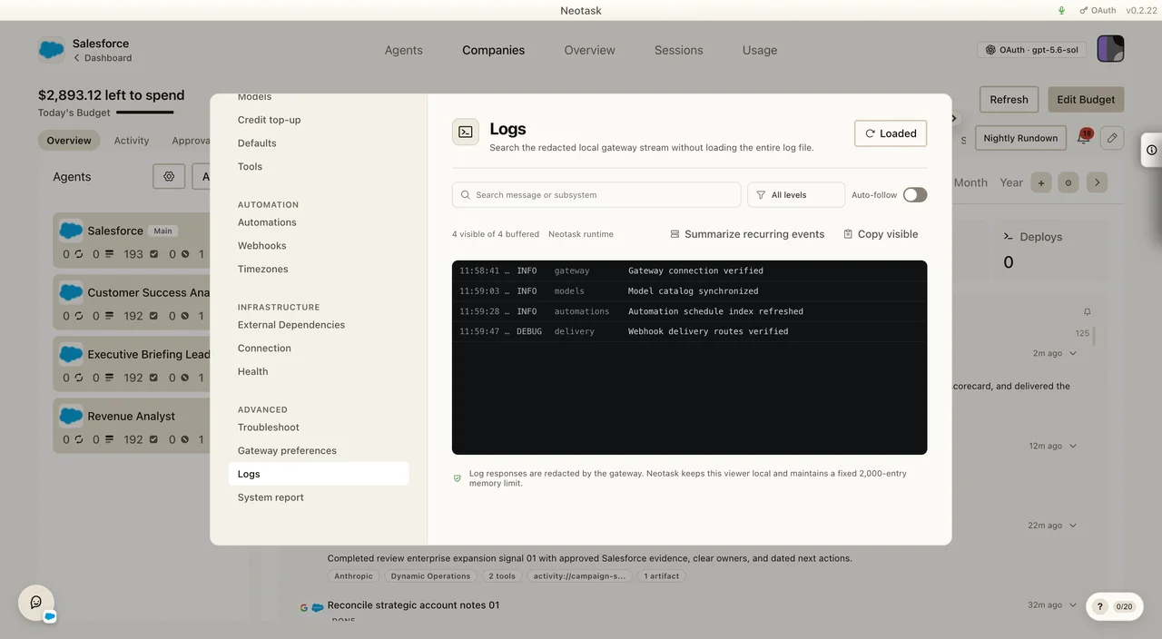 Redacted local Gateway Logs