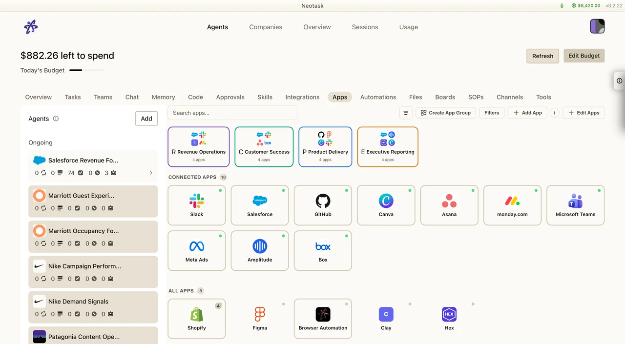 Connected and available app catalog