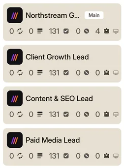 Four Northstream Growth agents: the main agent, Client Growth Lead, Content & SEO Lead and Paid Media Lead.