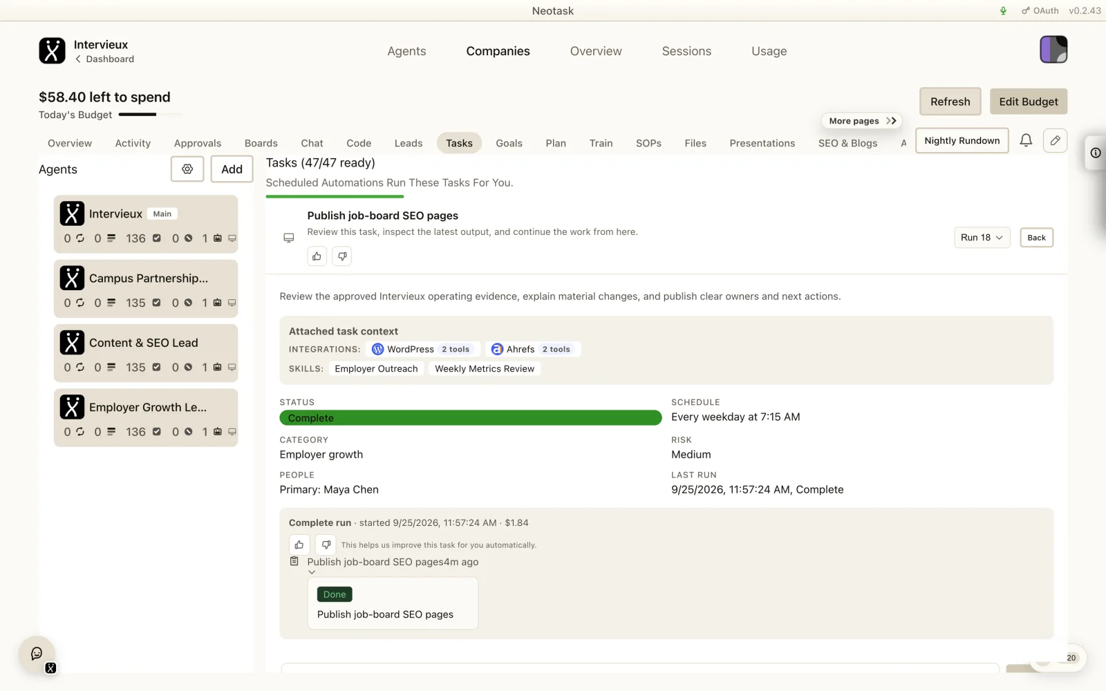Then does the work. Hundreds of tasks a week, across every app.