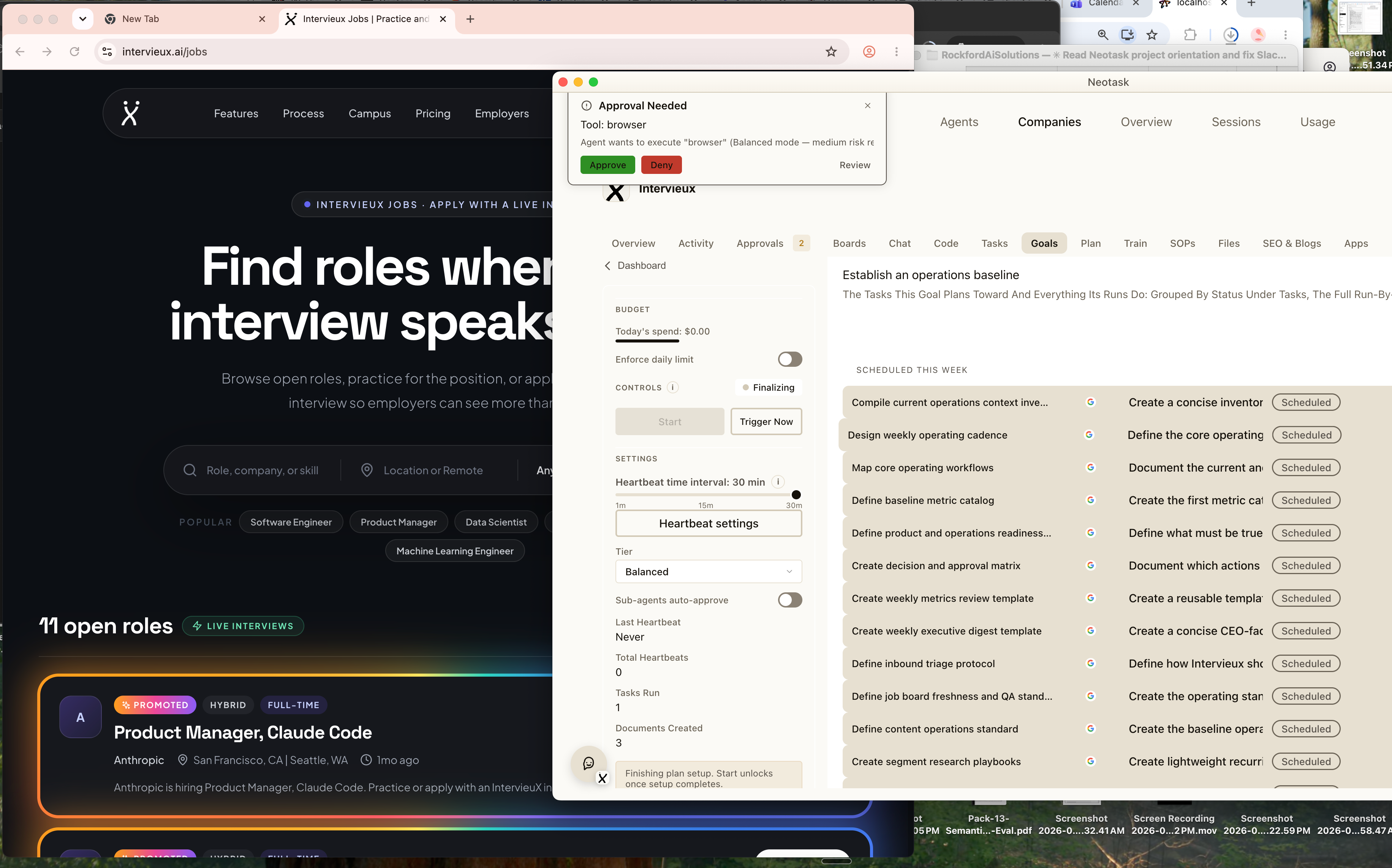 Neotask operating a live browser to build, edit, and preview a company website.