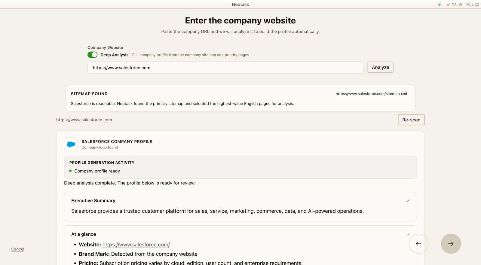 Neotask company profile with operating context and business details.