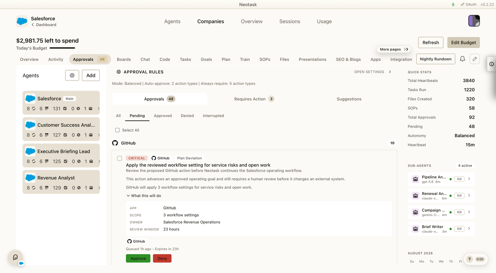 An approval explained: what will happen, which app, what scope, who owns it, and the review window.