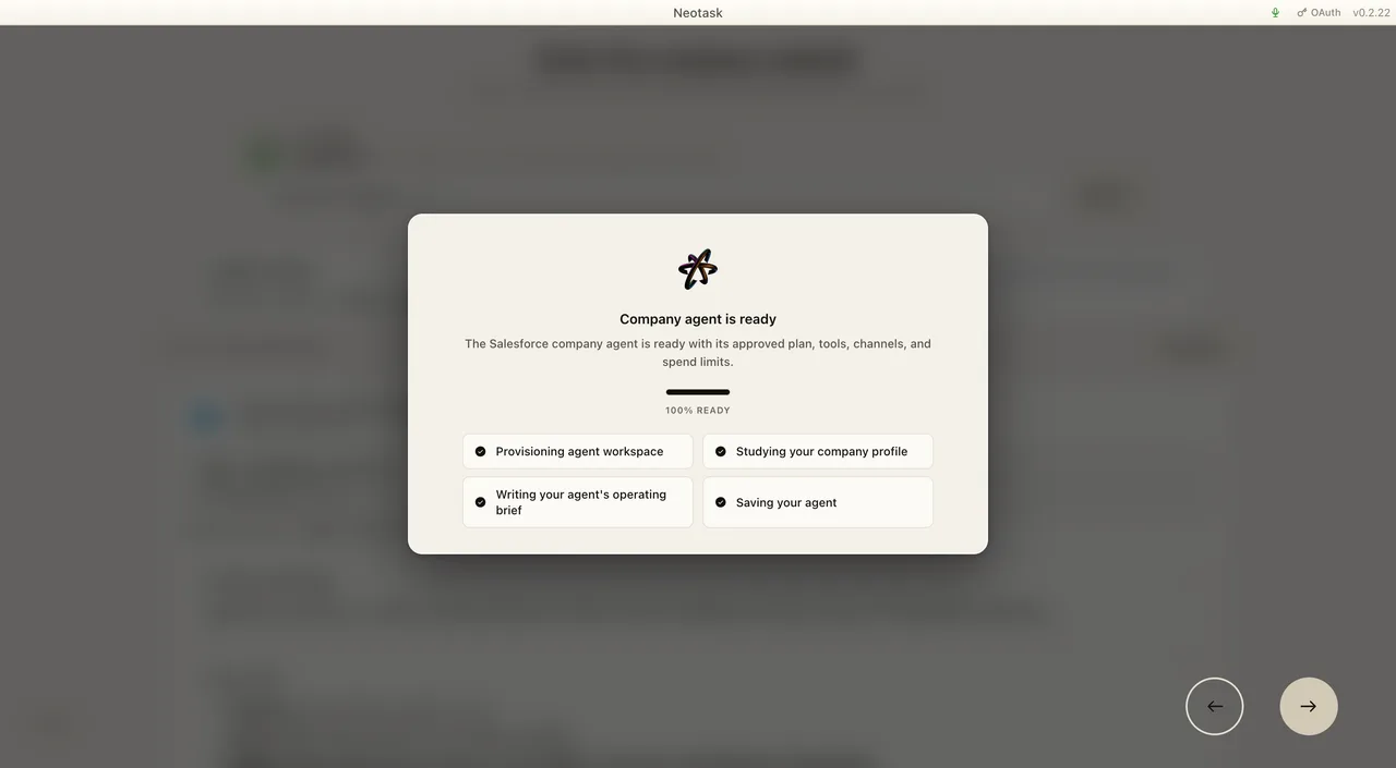 Company workspace ready after onboarding